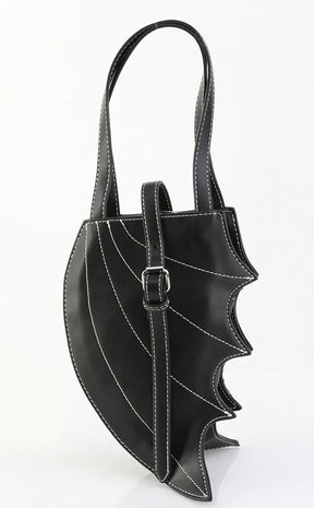 HB-215 Black Batwing Vegan Leather Handbag