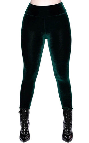 Hematite Leggings [EMERALD]-Killstar-Tragic Beautiful