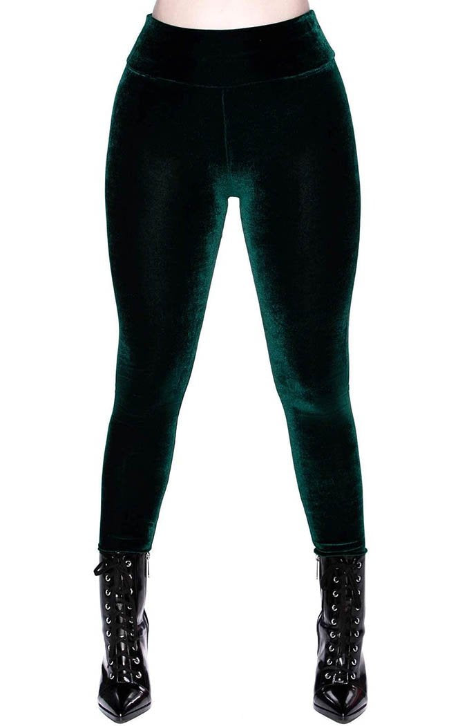 Hematite Leggings [EMERALD]-Killstar-Tragic Beautiful