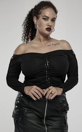 Hidden Link Off Shoulder Top | Plus Size-Punk Rave-Tragic Beautiful