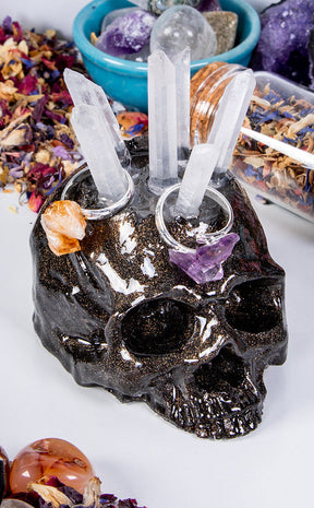 Holographic Skull Ring Holder | Black-Curio Resins-Tragic Beautiful