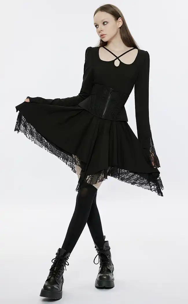 Into Temptation Black Lace Dress-Punk Rave-Tragic Beautiful