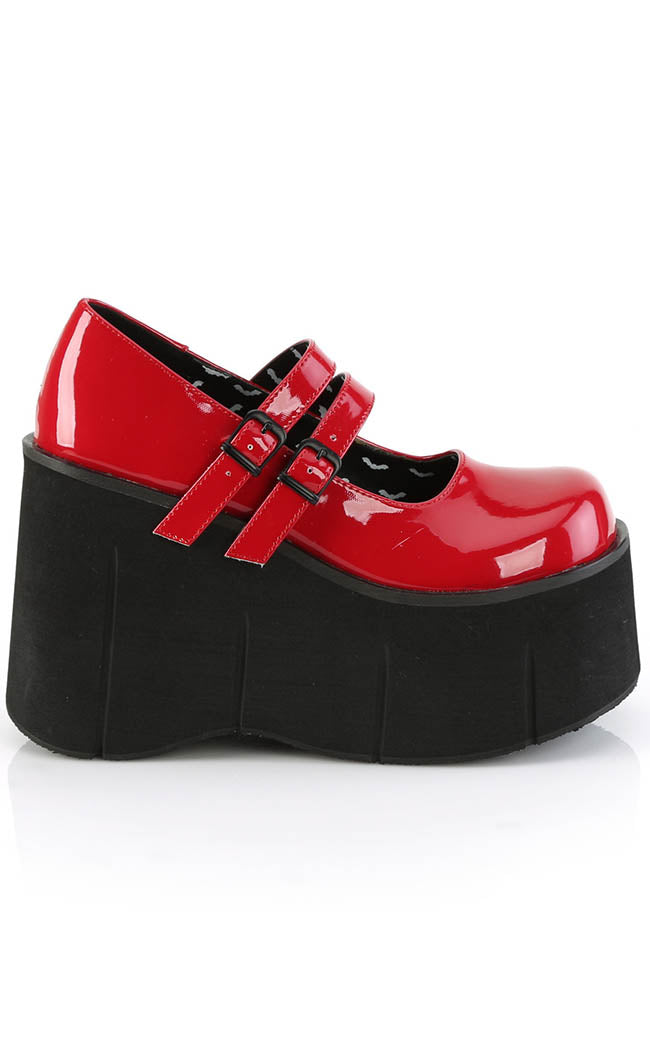 KERA-08 Red Patent Platform Mary Janes-Demonia-Tragic Beautiful