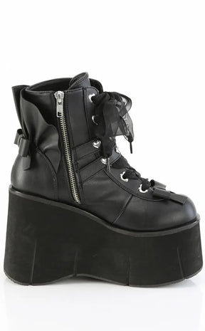 KERA-55 Black Vegan Leather Platform Ankle Boots-Demonia-Tragic Beautiful