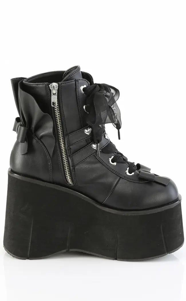 KERA-55 Black Vegan Leather Platform Ankle Boots-Demonia-Tragic Beautiful