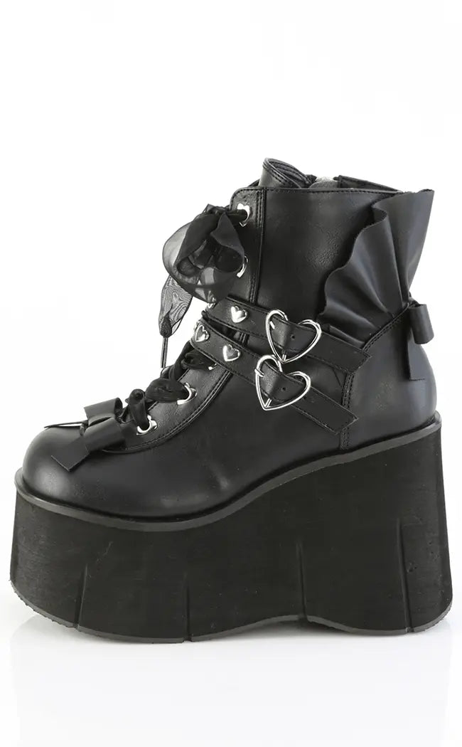 KERA-55 Black Vegan Leather Platform Ankle Boots-Demonia-Tragic Beautiful