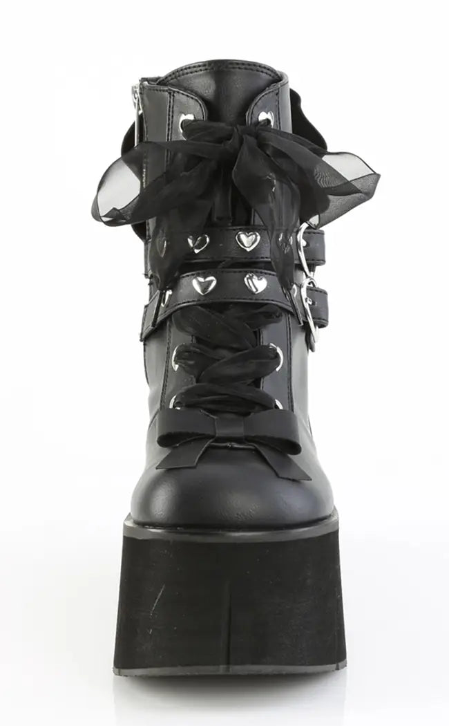 KERA-55 Black Vegan Leather Platform Ankle Boots-Demonia-Tragic Beautiful