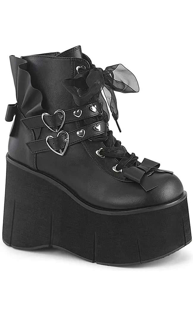 KERA-55 Black Vegan Leather Platform Ankle Boots-Demonia-Tragic Beautiful