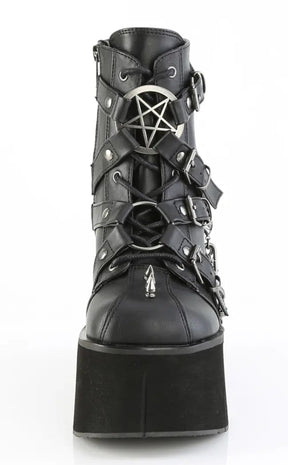 KERA-68 Black Vegan Leather Platform Ankle Boots-Demonia-Tragic Beautiful
