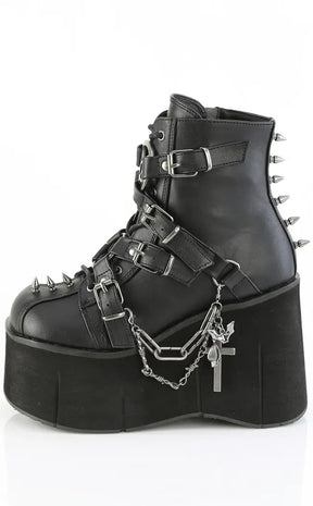 KERA-68 Black Vegan Leather Platform Ankle Boots-Demonia-Tragic Beautiful