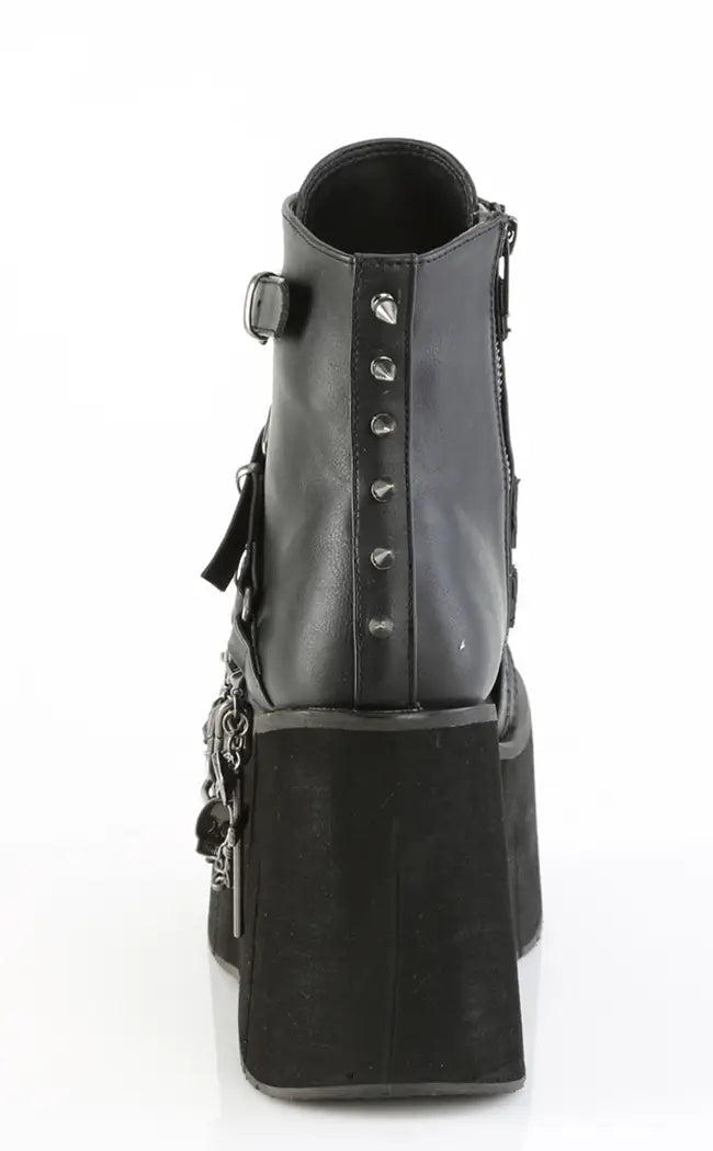 KERA-68 Black Vegan Leather Platform Ankle Boots-Demonia-Tragic Beautiful