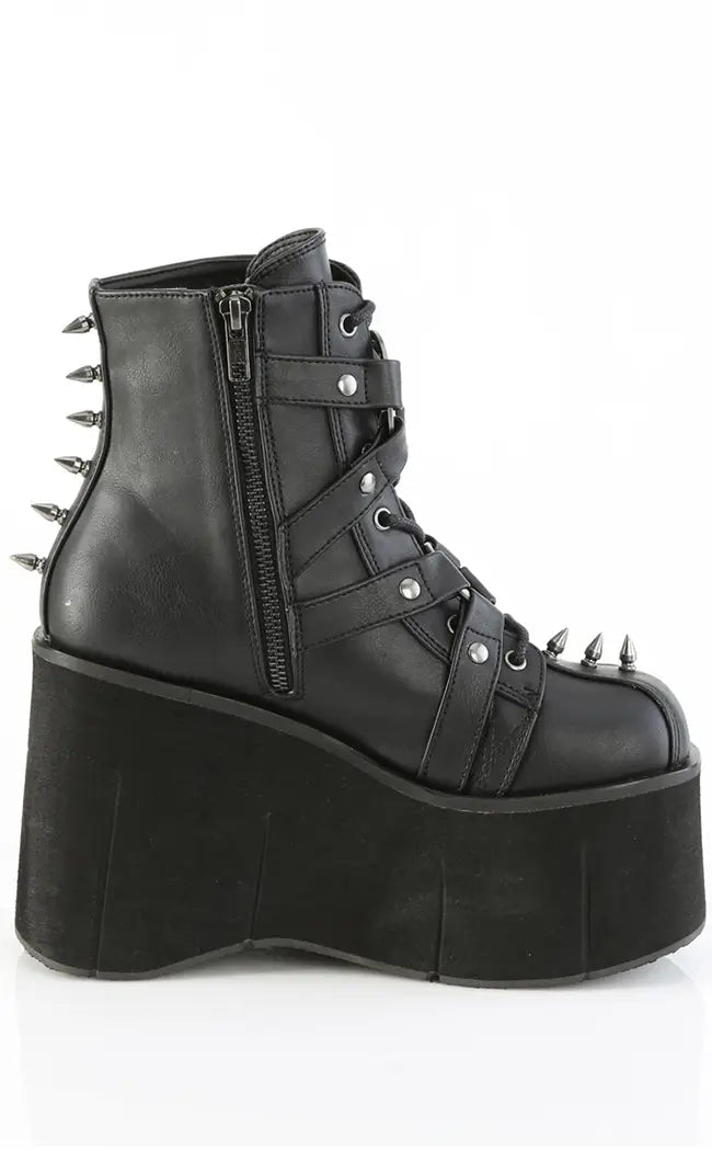 KERA-68 Black Vegan Leather Platform Ankle Boots-Demonia-Tragic Beautiful