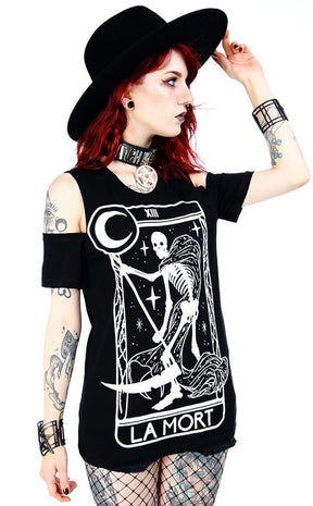 La Morte Cold Shoulder T-shirt-Clothing-Restyle-XS-Tragic Beautiful