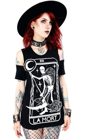 La Morte Cold Shoulder T-shirt-Clothing-Restyle-XS-Tragic Beautiful