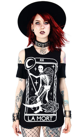 La Morte Cold Shoulder T-shirt-Clothing-Restyle-XS-Tragic Beautiful