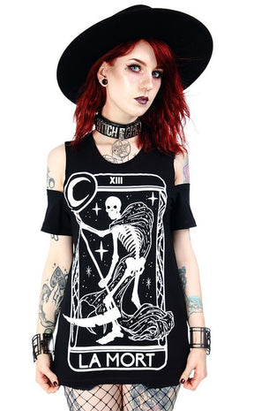 La Morte Cold Shoulder T-shirt-Clothing-Restyle-XS-Tragic Beautiful