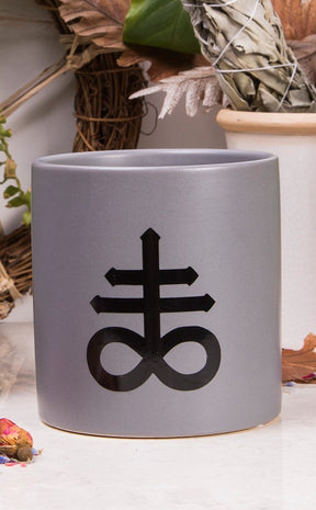 Leviathan Cross Plant Pot | Black on Grey-Death By Plants-Tragic Beautiful