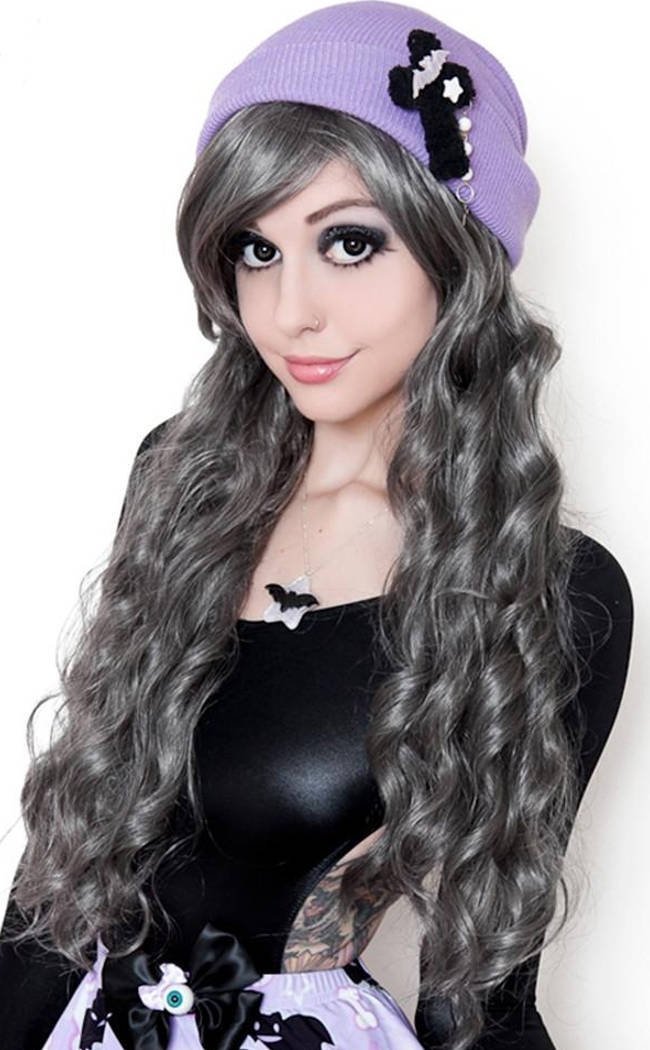 Lily Long Grey & Silver Wavy Wig-Rockstar Wigs-Tragic Beautiful