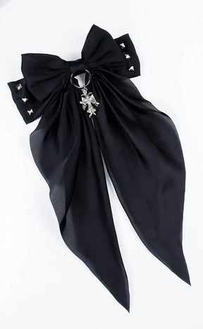 Live Deliciously Baphomet Bow Hair Clip | Large-Cold Black Heart-Tragic Beautiful