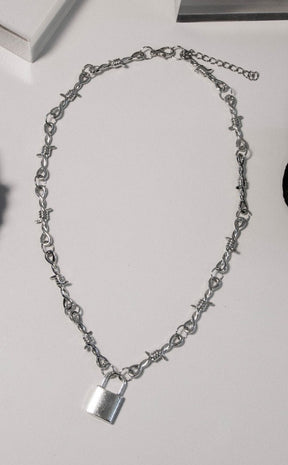 Lock Me Up Necklace-Cold Black Heart-Tragic Beautiful