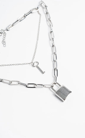 Lock Me Up Necklace-Cold Black Heart-Tragic Beautiful