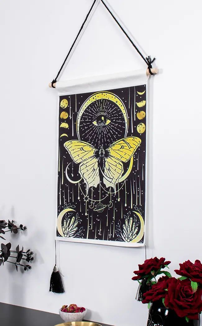 Lunar Phase Moth Tapestry-Gothic Gifts-Tragic Beautiful