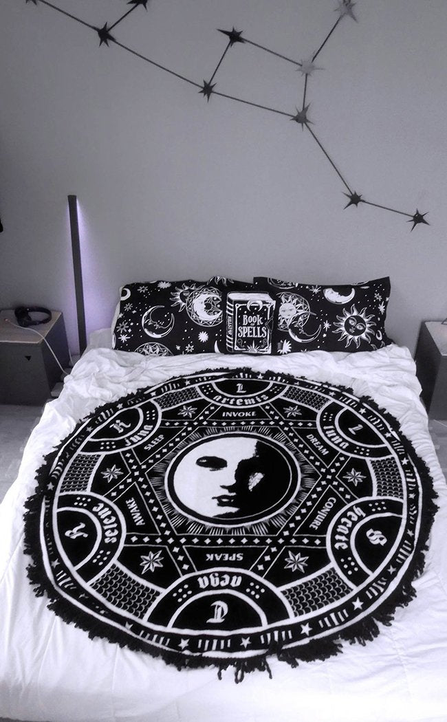 Lunar Spell Round Blanket-Killstar-Tragic Beautiful