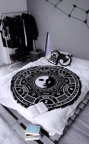 Lunar Spell Round Blanket-Killstar-Tragic Beautiful