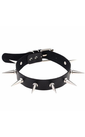 Malevolence Spiked Choker in Black-Cold Black Heart-Tragic Beautiful