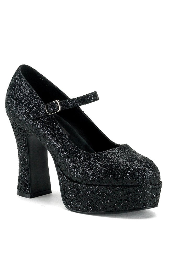 MARYJANE-50G Blk Gltr Heels-Funtasma-Tragic Beautiful