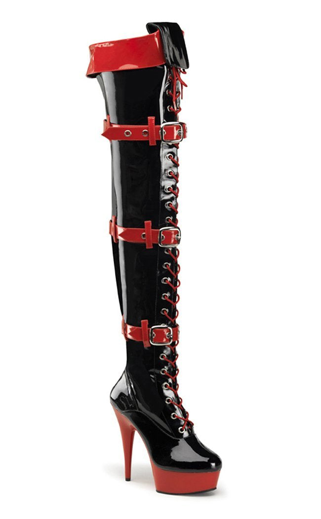 MEDIC-3028 Black Red Patent Nurse Boots-Funtasma-Tragic Beautiful