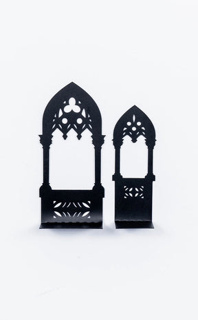 Metal Cathedral Triple Shelf Candle Holder