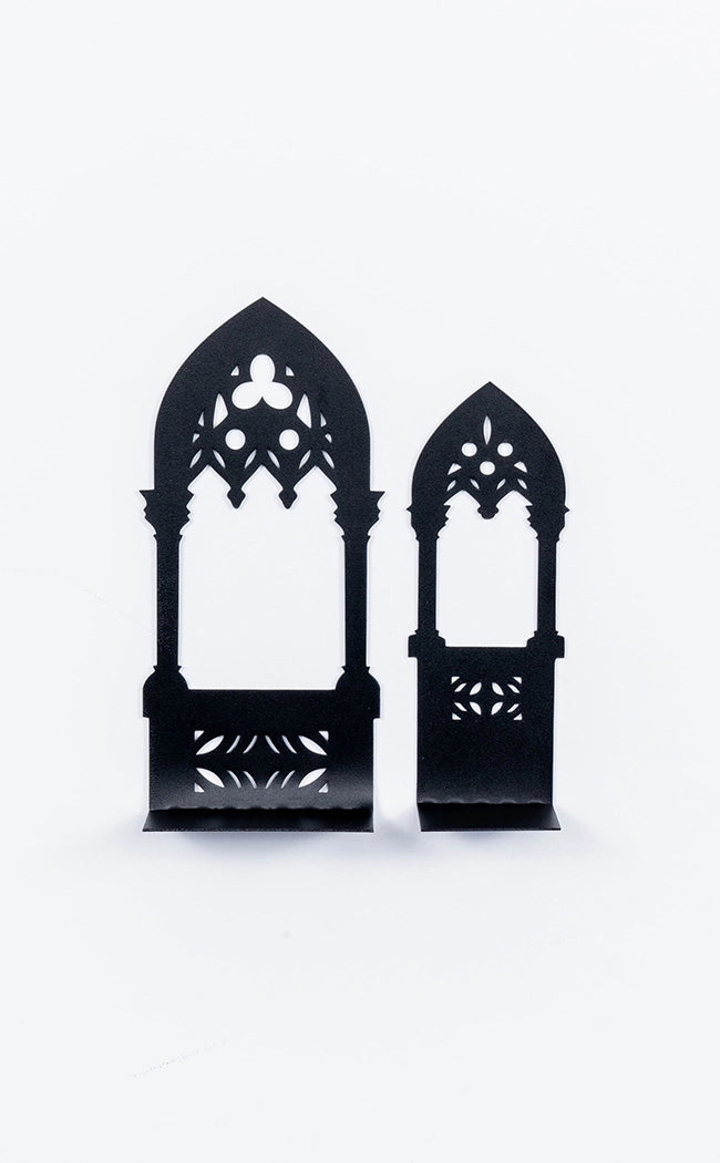 Metal Cathedral Triple Shelf Candle Holder