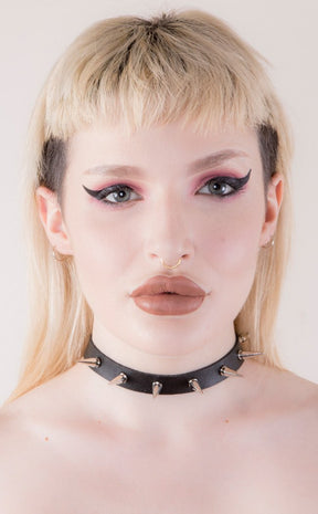 Mini Mal Spiked Choker-Cold Black Heart-Tragic Beautiful