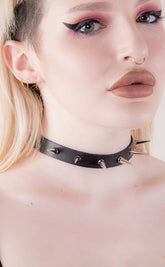 Mini Mal Spiked Choker-Cold Black Heart-Tragic Beautiful