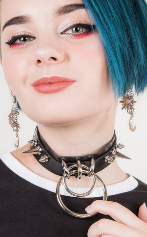 Miss Fortune Spiked Choker-Cold Black Heart-Tragic Beautiful