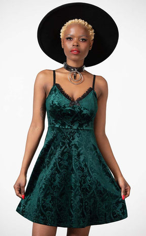 Mistress Of Mayhem Skater Dress | Emerald-Killstar-Tragic Beautiful