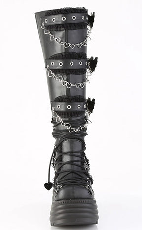 MORTE-215 Black Vegan Leather Knee-High Boots