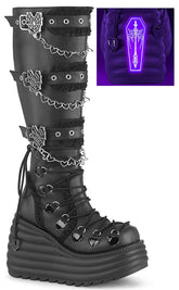 MORTE-215 Black Vegan Leather Knee-High Boots