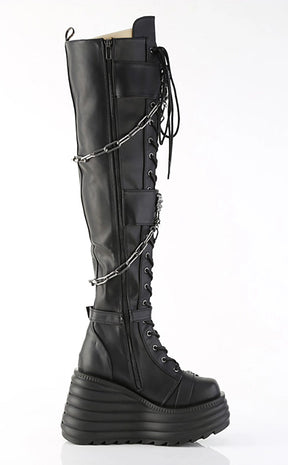 MORTE-312 Black Vegan Leather Thigh High Boots (AU Stock)