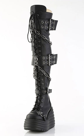 MORTE-312 Black Vegan Leather Thigh High Boots (AU Stock)