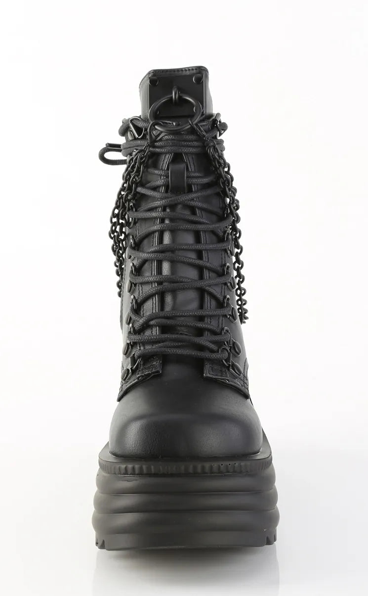 MORTE-65 Black Vegan Leather Ankle Boots