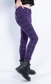 Move On Up Tartan Jeans | Purple-Banned Apparel-Tragic Beautiful