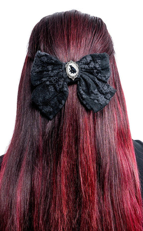 Nevermore Bow Hairclip-Cold Black Heart-Tragic Beautiful