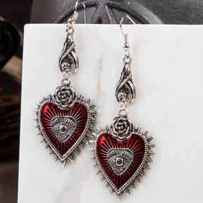 Not So Sacred Heart Earrings-Gothic Jewellery-Tragic Beautiful