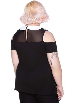 Nunsense Collar Cold Shoulder Top-Killstar-Tragic Beautiful