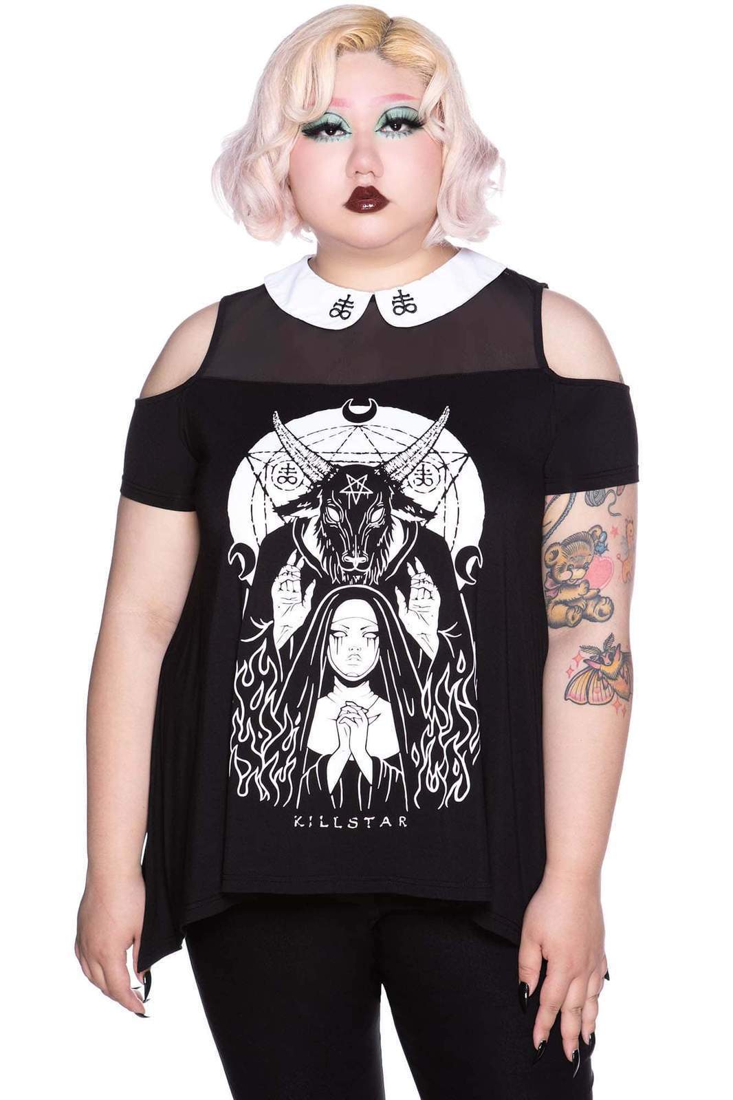 Nunsense Collar Cold Shoulder Top-Killstar-Tragic Beautiful