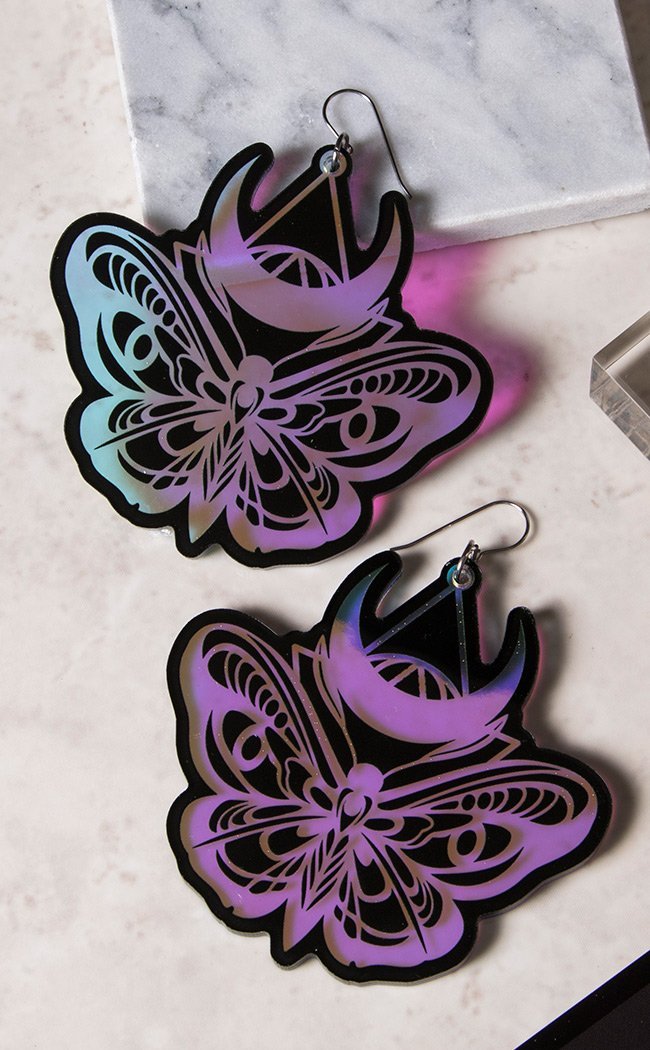 Obsidian Luna Moth Earrings-Drop Dead Gorgeous-Tragic Beautiful