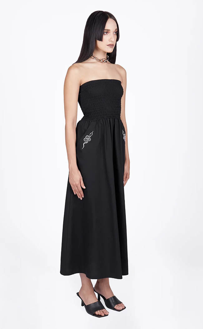 Ophidia Strapless Midi Dress-Mary Wyatt-Tragic Beautiful