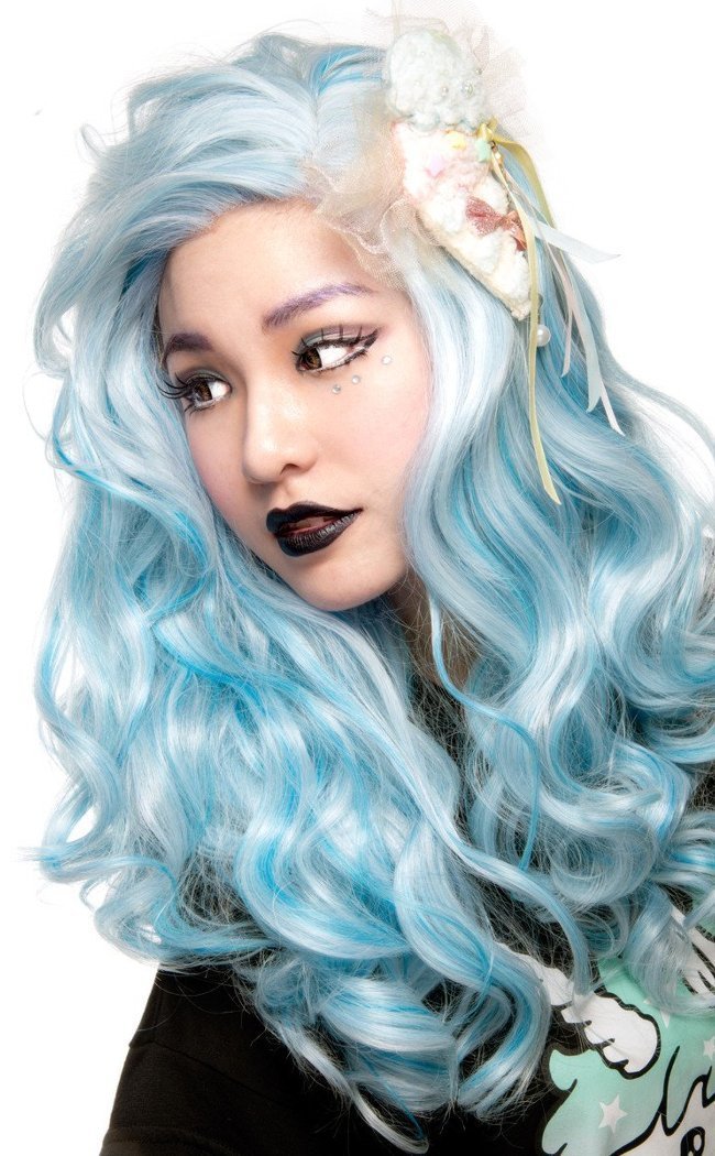 Peek-A-Boo Lace Front Powder Blue Wig-Rockstar Wigs-Tragic Beautiful